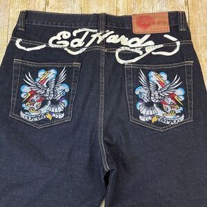 Ed Hardy Embroidered Jeans Vintage Y2K  Mens Size 38 (36X32)